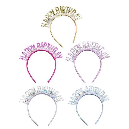 MOTHNUR 5-teiliges Geburtstags-stirnband Kopfbedeckung Pailletten-haar-accessoires Für Mädchen Und Frauen Geburtstagsparty-stirnband Krone Haarband Für Frauen Und Mädchen von MOTHNUR