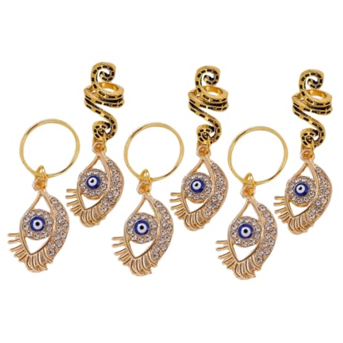 MOTHNUR 6 Stck. Teiliges Haarring mit Schlangenform und Evil Eye Anhängern Haarschmuck für Zöpfe und Dreadlocks Modische Haarspiralen für Mädchen Einfach zu Befestigen und Vielseitig für von MOTHNUR