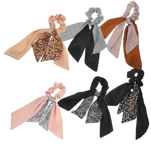 MOTHNUR 6 Stück Haargummis mit Schleifenband Elastische Haarschleifen Rutschfeste Haaraccessoires für Damen Vielseitig Kombinierbar Komfortabel und Langlebig für Stylische Frisuren von MOTHNUR
