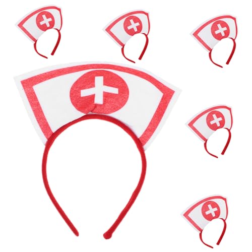 MOTHNUR 6 Stück Halloween Krankenschwester Stirnbänder mit Kreuzmotiv Modische Cosplay Haarreifen für Karneval Party und Fasching Bequemes Ergonomisches Design von MOTHNUR
