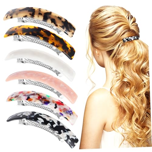 MOTHNUR 6 Stück Teiliges Damen Haarklammern aus Elastischem Acetat Rutschfeste Haarklemmen für Dünnes und Dickes Haar Bunte Haarspangen für Vielseitige Frisuren und Alltag von MOTHNUR