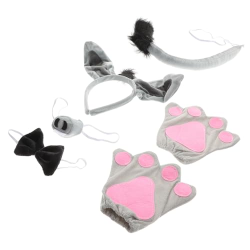 MOTHNUR 6 Stück Teiliges Donkey Ears Headband für Hautfreundlich Bequem Inklusive Ohren Nase Fliege und Handschuhe für Halloween Cosplay und Kostümpartys von MOTHNUR
