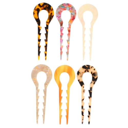 MOTHNUR 6 Stück Teiliges Förmiges Haarnadeln aus Acetat Vintage Haarschmuck für Dutt und Alltagslooks Stilvolle Retro Haarspangen für Damen Vielseitig für Schule Arbeit und Besondere von MOTHNUR