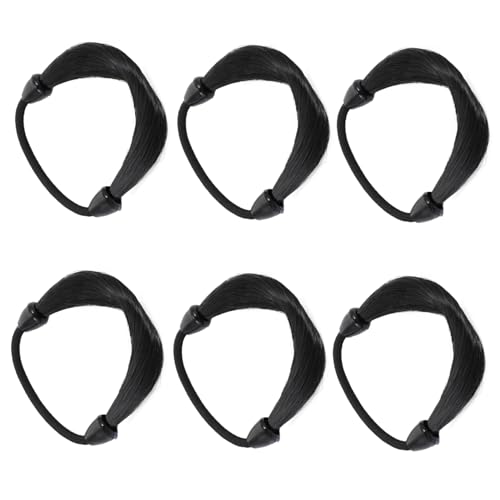 MOTHNUR 6 Stück Teiliges Haargummi Schwarz Elastische Perückengummis für Damen und Mädchen Strapazierfähige Haarbänder als Ponytail Holder Modische Bequeme Haaraccessoires für Alltag und von MOTHNUR