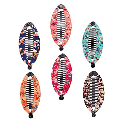 MOTHNUR 6 Stück Teiliges Haarklammern für Mädchen Mittlere mit Floralem Muster Stabile Bananen Haarspangen für Hochsteckfrisuren Rutschfest und Farbecht für Alltag und Besondere Anlässe von MOTHNUR