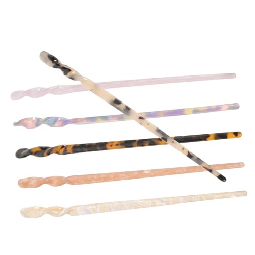 MOTHNUR 6 Stück Teiliges Haarschmuck Damen Minimalistisches Acetat Haarstäbchen Stabiler Haarnadel Twist für Haarknoten Rutschfestes Styling Tool Stilvolles Haarzubehör für Alltag und von MOTHNUR