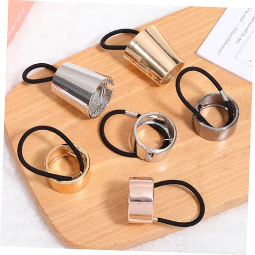 MOTHNUR 6 Stück Teiliges Metall Haarmanschetten Ponytail Hair Tie für Frauen und Mädchen Runde Haarring Form Modische Ponytail Halter in Roségold Gold Silber Schwarz Einfaches Stilvolles von MOTHNUR