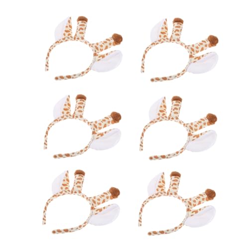 MOTHNUR 6 Stück Teiliges Plüsch Tierhaarband Haarreif mit Giraffenohren Kreativer Party Haarschmuck Weicher Kopfschmuck für Mädchen und Kostümveranstaltungen von MOTHNUR