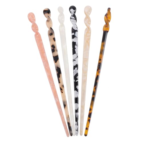 MOTHNUR 6 Stück Teiliges Retro Haarstäbe aus Acetat Einfache Chinesische Haarnadeln für Dutts Korrosionsbeständig Leicht Eleganter Haarschmuck für Damen Geeignet für Partys und Alltag von MOTHNUR