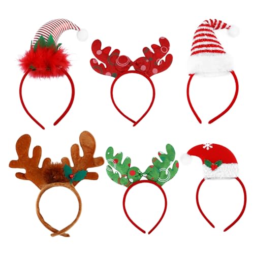 MOTHNUR 6 Stück Weihnachtsstirnbandkopfschnalle Weihnachtsgeweih-haarreifen Weihnachtsstirnbänder Rentiergeweih Für Erwachsene Weihnachtshaarband Weihnachtshüte Weihnachten Plastik von MOTHNUR