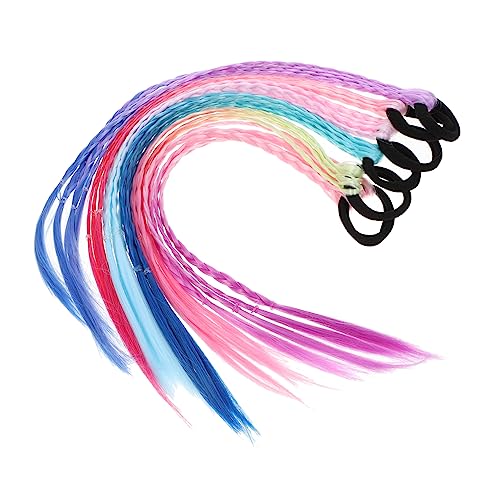 MOTHNUR 6 Stücke Bunte Haarverlängerung Pferdeschwanz Halter für Mädchen Geflochtene Haarteile Haar Accessoires für Partys und Cosplay von MOTHNUR
