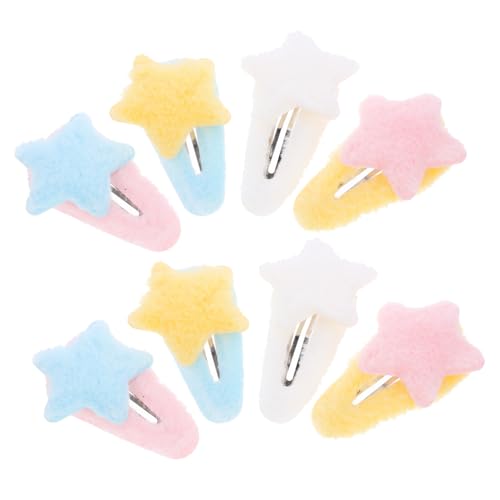MOTHNUR 8 Stück Teiliges Mädchen Haarklammern aus Plüsch und Süße Stern Haarspangen Rutschfeste Haarclips für Dünnes Haar Vielseitige Haarschmuck Accessoires für Alltag und Fest von MOTHNUR