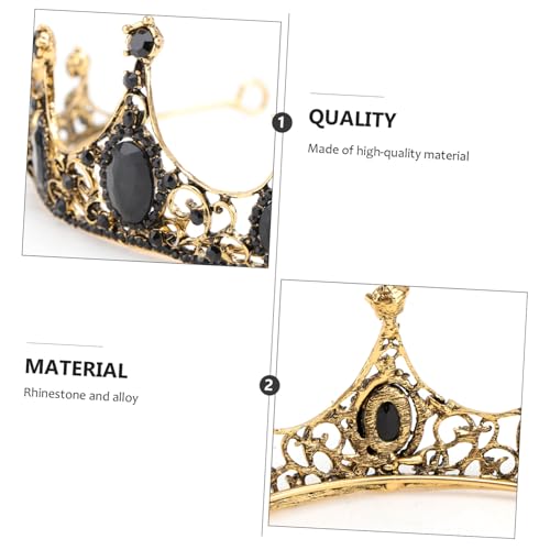 MOTHNUR Barock Schwarze Kristallkrone mit Strassbesatz Leichtes Legierungs Diadem Braut Haarschmuck für Hochzeit Party Karneval und Festliche Anlässe Headwear für Damen von MOTHNUR