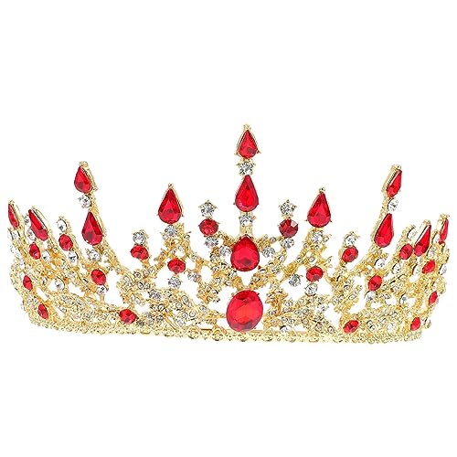 MOTHNUR Barocke Brautkrone mit Roten Strasssteinen Eleganter Kopfschmuck für Damen Luxuriöse Braut Tiara für Hochzeit und Party Handgefertigtes Barock Headpiece für Brautjungfern und von MOTHNUR