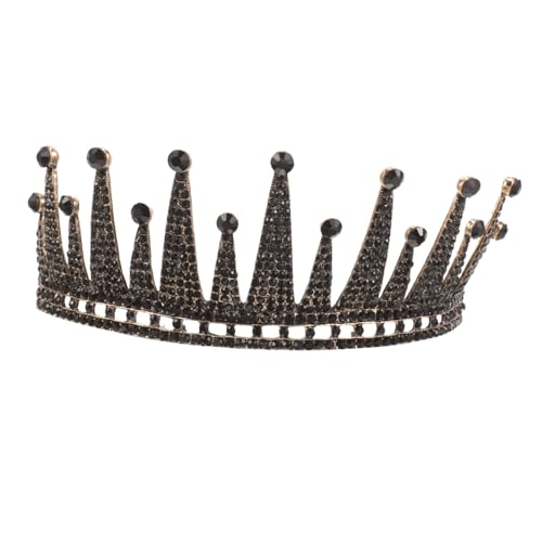 MOTHNUR Barocke Schwarze Tiara Krone mit Strasssteinen Legierte Braut Haarspange für Hochzeit Festzug und Party Eleganter Kopfschmuck für Damen Langlebig und Auffällig von MOTHNUR