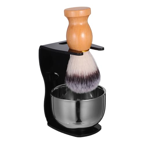 MOTHNUR Bartpflege Herren Rasierpinsel mit Weichen Borsten Edelstahl Rasierbecher und Halter Langlebig und Leicht zu Reinigen für Zuhause und Unterwegs von MOTHNUR