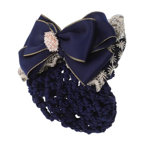 MOTHNUR Blaues Haarnetz mit Schleife für Dutt Elastisches Netz Haarknoten Abdeckung Stilvolle und Bequeme Haarnetz Haarklammer für Damen Geeignet für Arbeit Ballett und Formelle Anlässe von MOTHNUR