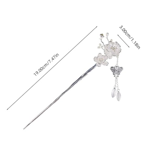 MOTHNUR Blossom Haarnadel Haarschmuck mit Quaste Damen Haarstab Stabil Leicht für Dickes Haar und Dutt Traditionell Chinesisch Frisurzubehör von MOTHNUR
