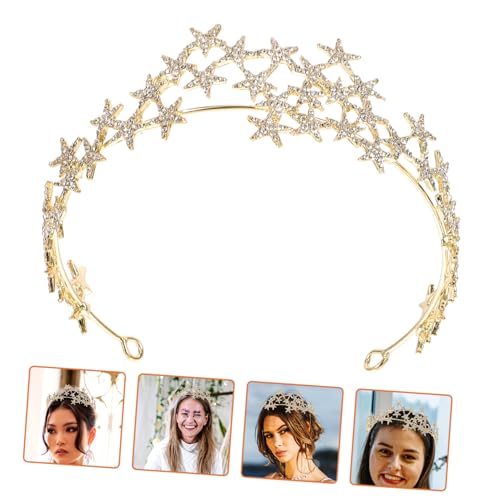 MOTHNUR Braut Tiara Haarschmuck mit Funkelnden Strasssteinen Leichter Goldfarbener Sternen Haarreif für Hochzeit Party und Festliche Anlässe Komfortabel und Einfach zu Tragen von MOTHNUR
