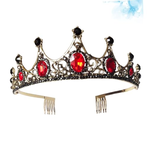 MOTHNUR Brautkrone mit Strasssteinen und Integriertem Haarkamm Rotes und Goldenes Design Modischer Haarschmuck für Hochzeit Party und Festliche Anlässe Geeignet für Frauen und Bräute von MOTHNUR
