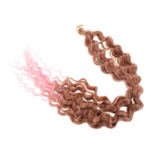 MOTHNUR Chemische Faserhaargriff Lockige Perücke Wellige Lockige Haarstücke Haarbündel Für Frauen Synthetisch Deep Wave Curly Hair Bündel Haarteile Für Damen Hellbraun Hochtemperaturdraht von MOTHNUR