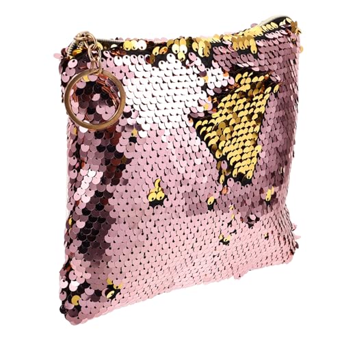 MOTHNUR Damen Kosmetiktasche Pailletten Handtasche mit Reißverschluss Langlebige Make up Tasche für Alltag Party und Shopping Modische Geldbörse für Frau Gelb von MOTHNUR