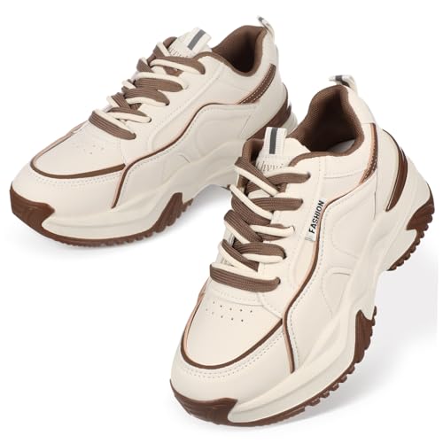 MOTHNUR Damen Sneakers aus hochwertigem Material Atmungsaktive Tennisschuhe Vielseitige Sportschuhe für Fitness Alltag Wandern Bequeme Langlebige Turnschuhe in Khaki von MOTHNUR