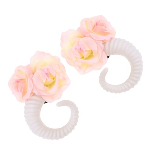 MOTHNUR Dekoratives Haarband mit Rosenschmuck Cosplay Haarreif Modisches Headwear Accessoire für Fotoshootings und Party Bequemes Langlebiges Stirnband in Weiß und Champagner Rosa von MOTHNUR