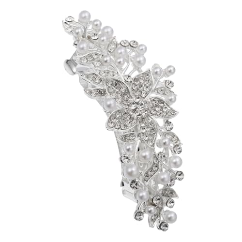 MOTHNUR Elegante Perlen Haarklammer mit Blumenmotiv Strassbesetzt Modische Haarspange für Frauen Geeignet für Hochzeit Party Alltag und Festliche Anlässe von MOTHNUR