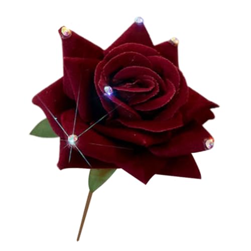 MOTHNUR Eleganter Haarstab mit Roter Rosenblüte und Funkelnden Strasssteinen Antiker Stil Haarschmuck Glatte Kanten Schonend für Haare Dekorativer Blumen haarstab für Damen für Hochzeiten von MOTHNUR