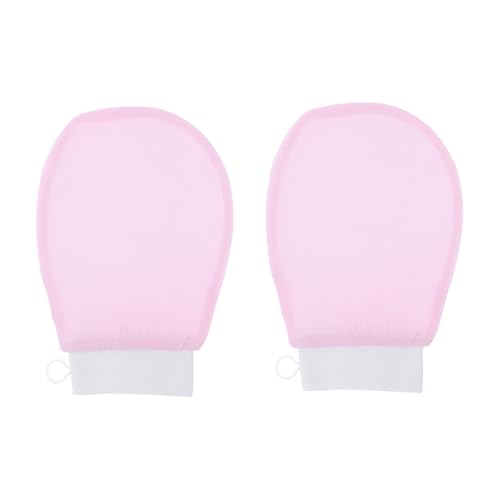 MOTHNUR Exfoliating Handschuhe für Damen Sanftes Körperpeeling und Massage Rutschfest Hautfreundlich Rosafarbene Badehandschuhe für Effektive Hautreinigung und Pflege von MOTHNUR