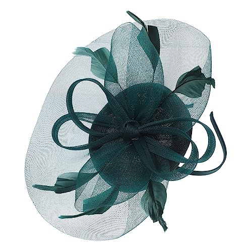 MOTHNUR Fascinator Hut Für Frauen Elegantes Mesh Stirnband Mit Federn Für Hochzeiten Teepartys Und Besondere Anlässe Tiefgrün Leicht Und Bequem Zu Tragen von MOTHNUR