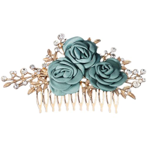 MOTHNUR Floraler Haarkamm mit Strassbesatz Brautschmuck für Frauen Eleganter Haarschmuck mit Künstlichen Blüten Festlicher Haarclip für Hochzeit und Besondere Anlässe von MOTHNUR