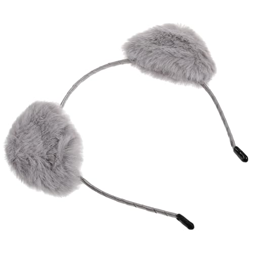 MOTHNUR Fluffiger Haarreif mit Fuchsohren Elastisch und Niedlich Haarschmuck für Damen Kostüm Accessoire für Karneval Maskerade Party und Fasching Grauer Ohr Stirnband Kopfputz von MOTHNUR