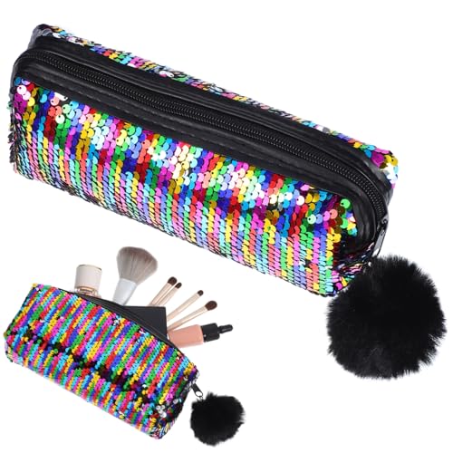 MOTHNUR Glitzernde Meerjungfrau Pailletten Schminktasche Kleines Täschchen Kosmetiktasche Reise Make up Organizer Kompakt und Vielseitig aus Polyacrylic Fiber von MOTHNUR