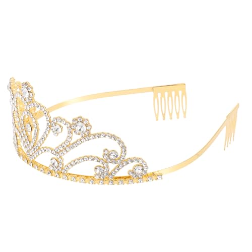 MOTHNUR Goldfarbene Tiara mit Liebesherz Design Handgefertigtes Haarschmuck Stirnband für Frauen Glitzernde Krone für Hochzeit Party und Festliche Anlässe von MOTHNUR