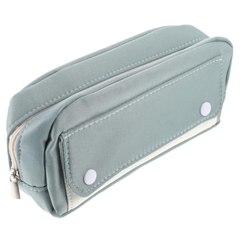 MOTHNUR Großer Kapazitäts Stiftetasche mit Klappverschluss Kleiner Federmäppchen Student Büro Organizer Reißverschluss Schreibwaren Tasche Grün für Lehrer Schüler von MOTHNUR