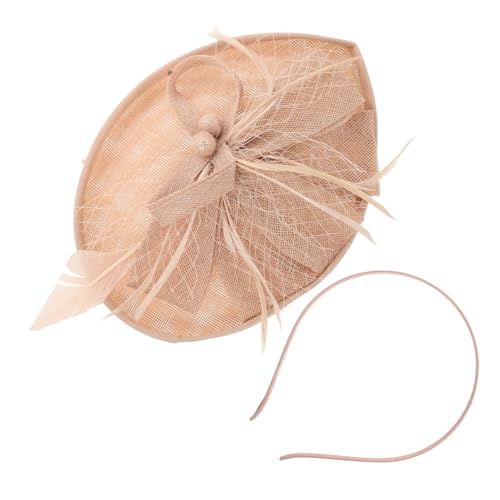 MOTHNUR Haarschmuck Stirnband mit Schleier und Federn Zartes Blumen Design Damen Haaraccessoire für Hochzeit Party und Festliche Anlässe Stilvoller Brautschmuck in Nude Rosa von MOTHNUR