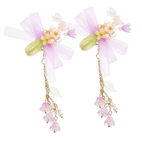 MOTHNUR Haarspangen mit Blumen und Quastenverzierung Modische Haarclips für Mädchen Rutschfeste Haarklammern Geeignet für Dickes und Haarschmuck für Alltag und Festtage von MOTHNUR