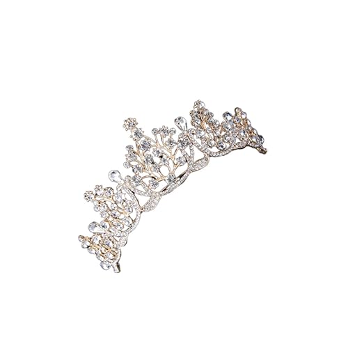 MOTHNUR Handgefertigte Barock Damen Krone aus Hochwertiger Legierung mit Funkelnden Strasssteinen Goldfarbene Braut Haarschmuck Dekorative Hochzeit Tiara für Unvergessliche von MOTHNUR