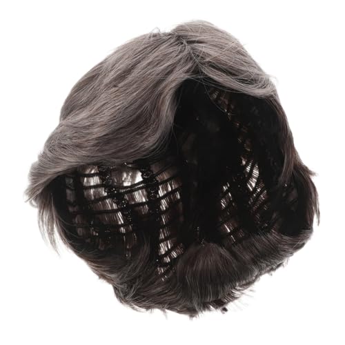 MOTHNUR Herren Kurzhaar-perücke Braun Hitzebeständiges Synthetisches Haarteil mit Schrägem Scheitel Natürliche Farbmischung Elegante Kurzhaar-perücke für Cosplay Halloween Party und Alltag von MOTHNUR