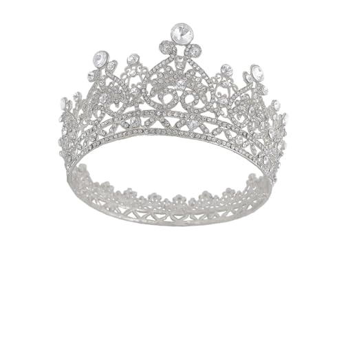 MOTHNUR Hochwertiger Brautschmuck Haarschmuck aus Legierung mit Funkelnden Strasssteinen Runde Krone Hochzeits Accessoire für Bräute und Festliche Anlässe Silberfarben von MOTHNUR