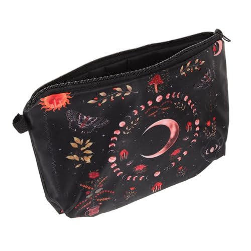 MOTHNUR Kosmetiktasche Damen mit Mondphasen Blumenmuster Reise Make up Tasche aus Robustem Material Tragbarer Kulturbeutel mit Reißverschluss Praktischer Organizer für Kosmetik und von MOTHNUR