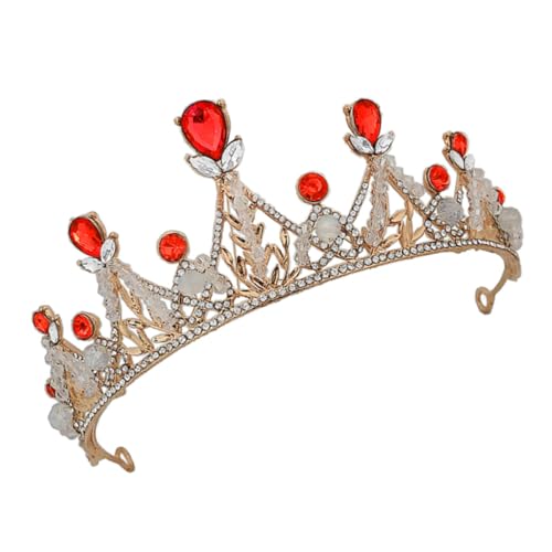 MOTHNUR Krone Rot Glänzend Geburtstagskrone für Mädchen Leichtes Zinklegierung Diadem mit Strass Kopfbedeckung für Partys und Fotoshootings Sicher und Langlebig von MOTHNUR
