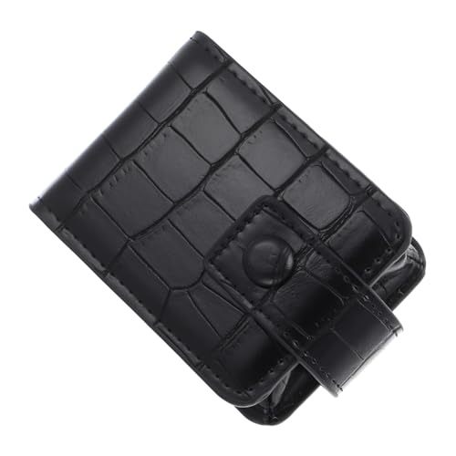 MOTHNUR Leder Lippenstift Tasche mit Spiegel Tragbare Make Up Tasche für Reisen und Alltag Multipurpose Kosmetiktasche für Frauen Schwarz von MOTHNUR