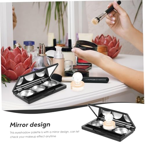 MOTHNUR Leere Lidschattenpalette Rechteckig Schwarz Fächer mit Runden Aluminium Pfännchen DIY Kosmetik Aufbewahrungsbox Kompakt Tragbar für Reise und Alltag von MOTHNUR