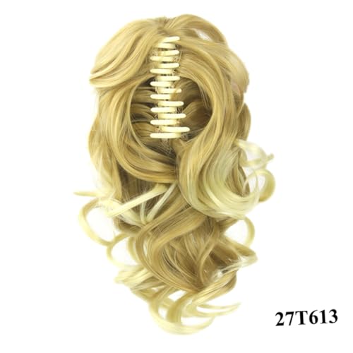 MOTHNUR Lockiger Synthetischer Pferdeschwanz mit Klammerclip Hitzebeständig Farbverlauf Voluminöse Ponytail Haarverlängerung für Frauen und Mädchen Fester Sitz durch Flachklammer von MOTHNUR