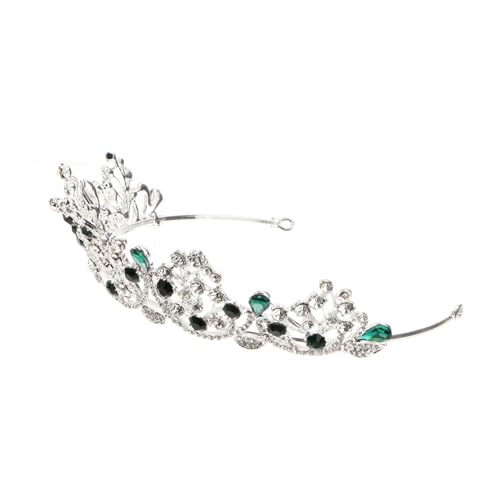 MOTHNUR Luxuriöse Brautkrone mit Funkelnden Kristallen Silbergrünes Vintage Haar Accessoire Eleganter Hochzeitsschmuck für Damen Festliche Kopfbedeckung für Hochzeiten und Besondere von MOTHNUR