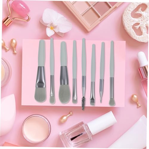 MOTHNUR Mini Make up Pinsel Set mit Weichen Borsten Tragbares Kosmetik pinselset für Frauen Mit U förmigem Pinselhalter in Eleganter Dunkelgrüner Farbe für Anfänger und Vielseitige von MOTHNUR