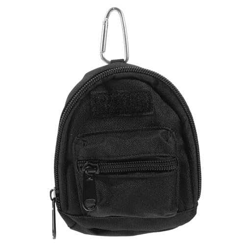 MOTHNUR Mini Ohrhörer Tasche mit Karabiner Multifunktionale Münzbörse Schlüsselanhänger Tragbarer Mini Rucksack Stil für Sommer Outdoor Büro Reisen und Alltag Schwarz von MOTHNUR